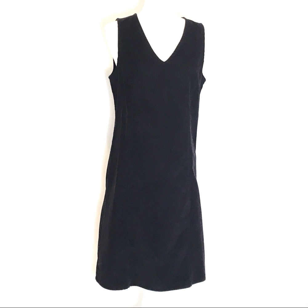 Eddie Bauer Black Corduroy Sleeveless Jumper Dress